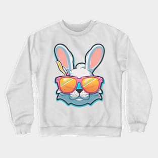 bunny face with sunglasses easter day Crewneck Sweatshirt